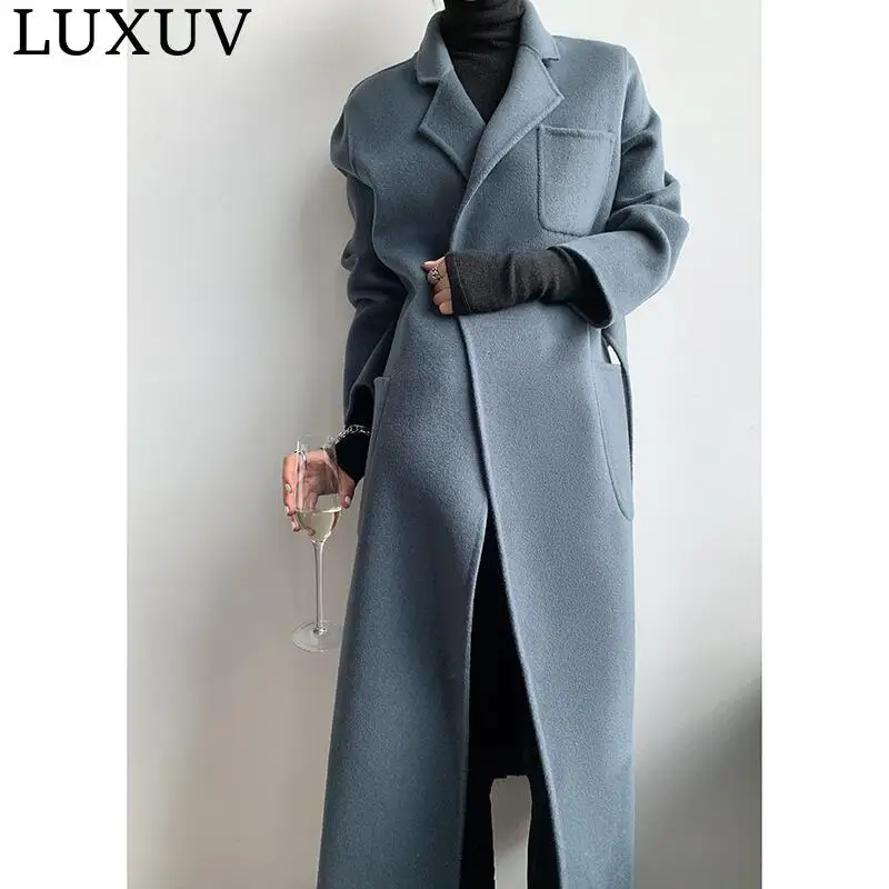 

LUXUV Women's Tweed Winter Jacket Wool Blends Mixtures Trench Coats Overcoat TopCoat Quality Office Outerwear Poncho Autumn Soft