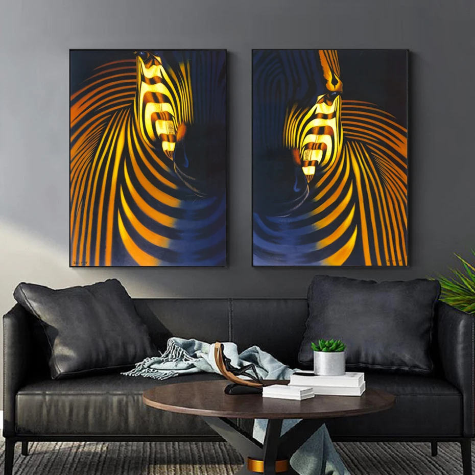 Роскошные абстрактные животные холст принты золотые плакаты с зеброй настенные