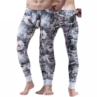 mens classical printing pattern thermal underwear men sexy long johns thin elastic pants men warm legging underwear sleepwear