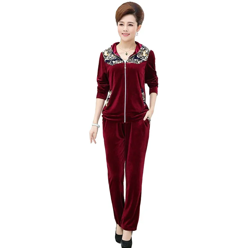 Брючный костюм женский из бархата с капюшоном и принтом|female set|two setsuit suit |