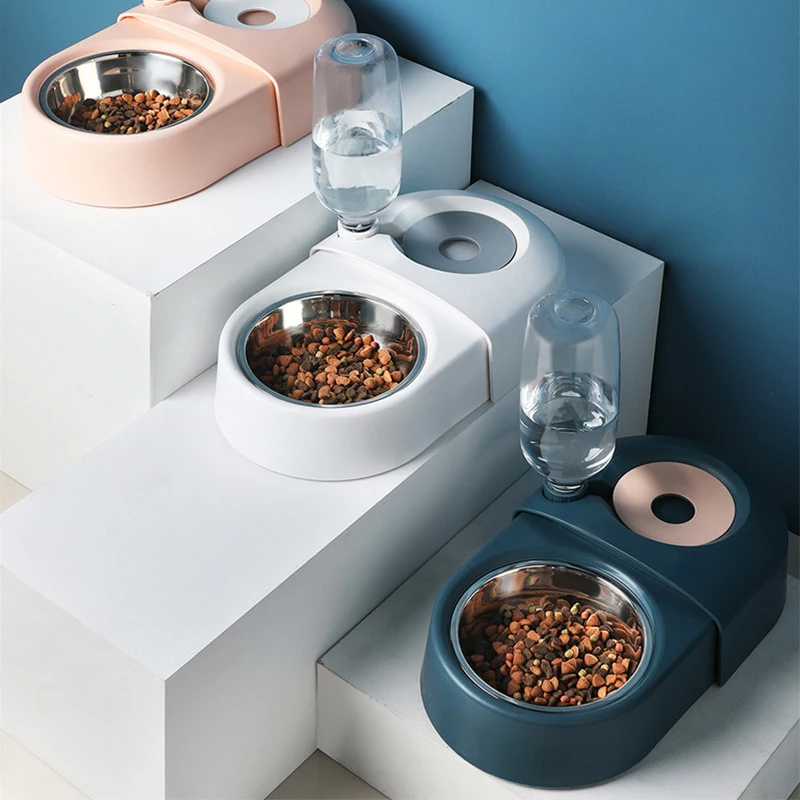 

Cat Double Food Bowls Pet Eating Food Feeders Automatic Dog Drinking Fountain Small Medium Dogs Water Bowl Cat Water Dispenser