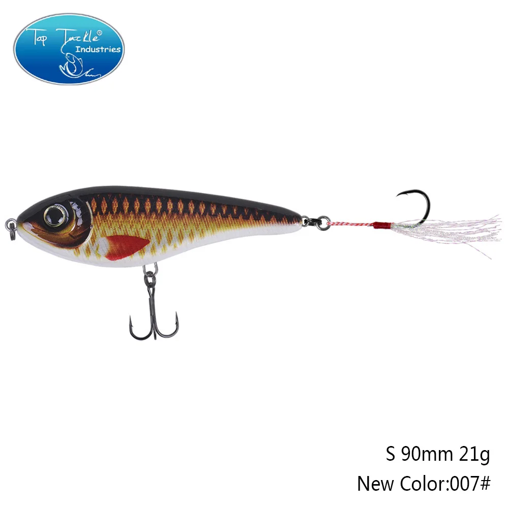 90mm 21g 030 90 мм 21 г цвета от 001 до 035 Тонущая Мускусная Щука искусственная рывковая приманка с одним крюком перьевая приманка для рыбалки - Цвет: 90mm 21g 030