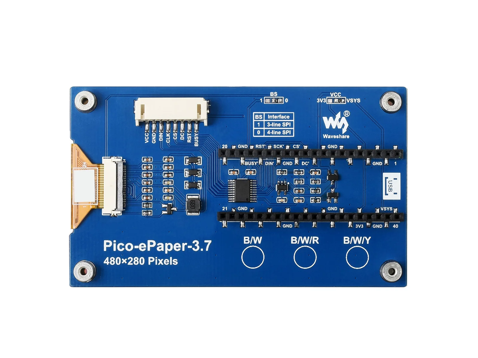 Pico-e Paper-3 7 3 дюймовый E-Paper E-Ink модуль дисплея для Raspberry Pi Pico 480 × 280 пикселей