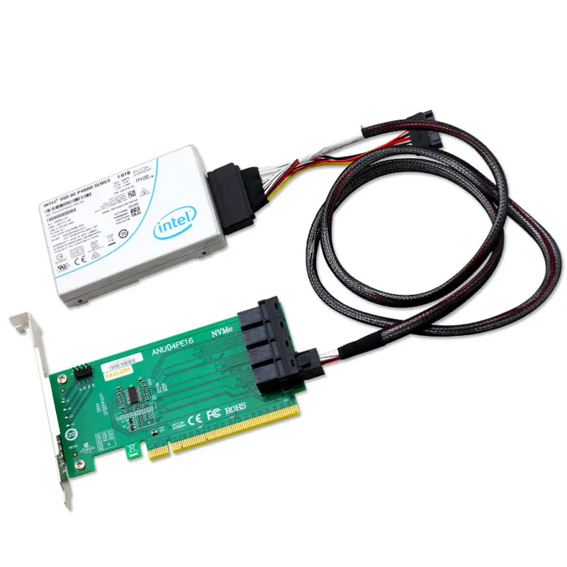 anu04pe16 nvme контроллер sff8643 sff8639 4 порта pcie3 0 x16 ssd exp riser