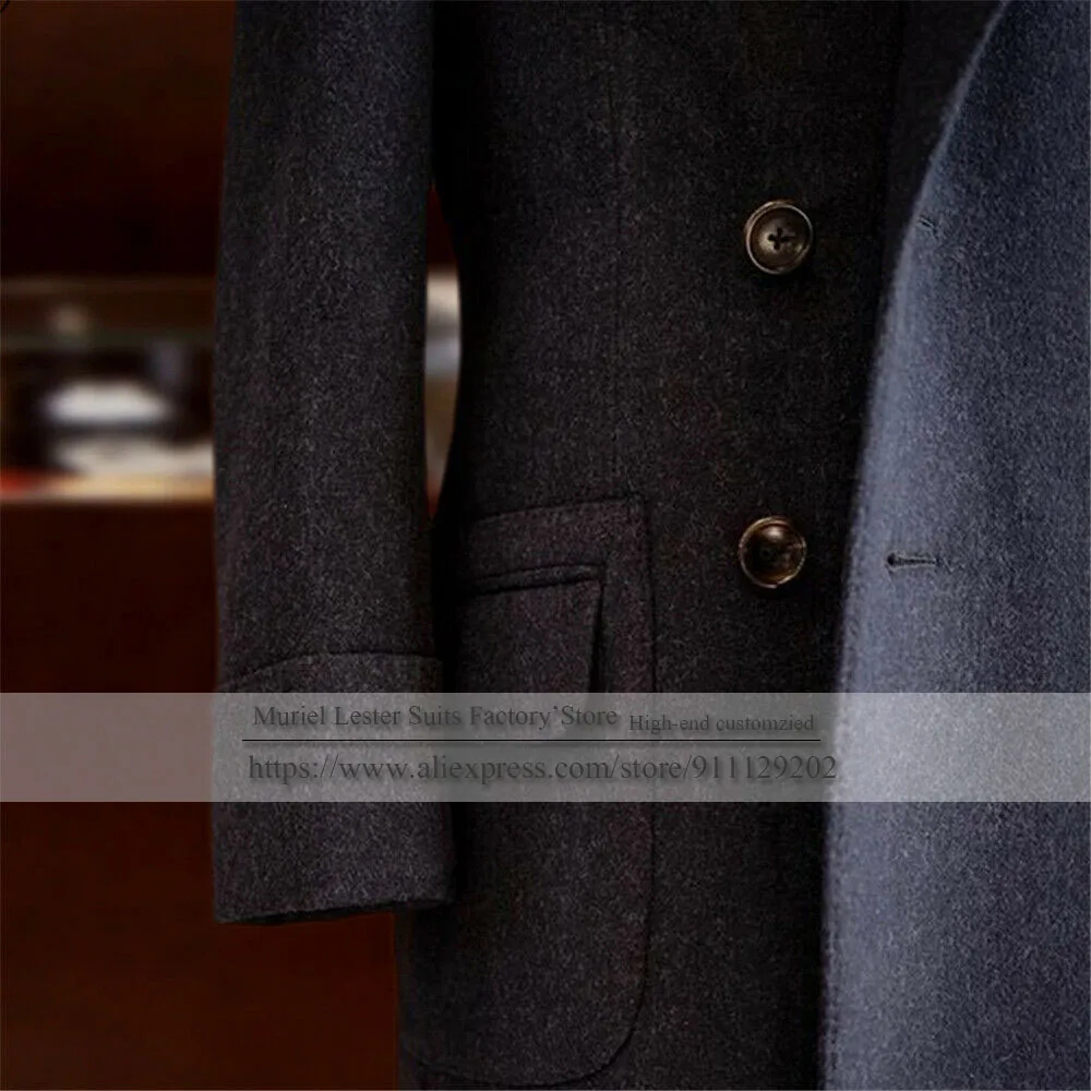 Autumn/Winter Business Formal Tweed Men Suit Jackets England Style Thick Wool Blends Custom Made Double Breasted Overcoat 2021 | Мужская