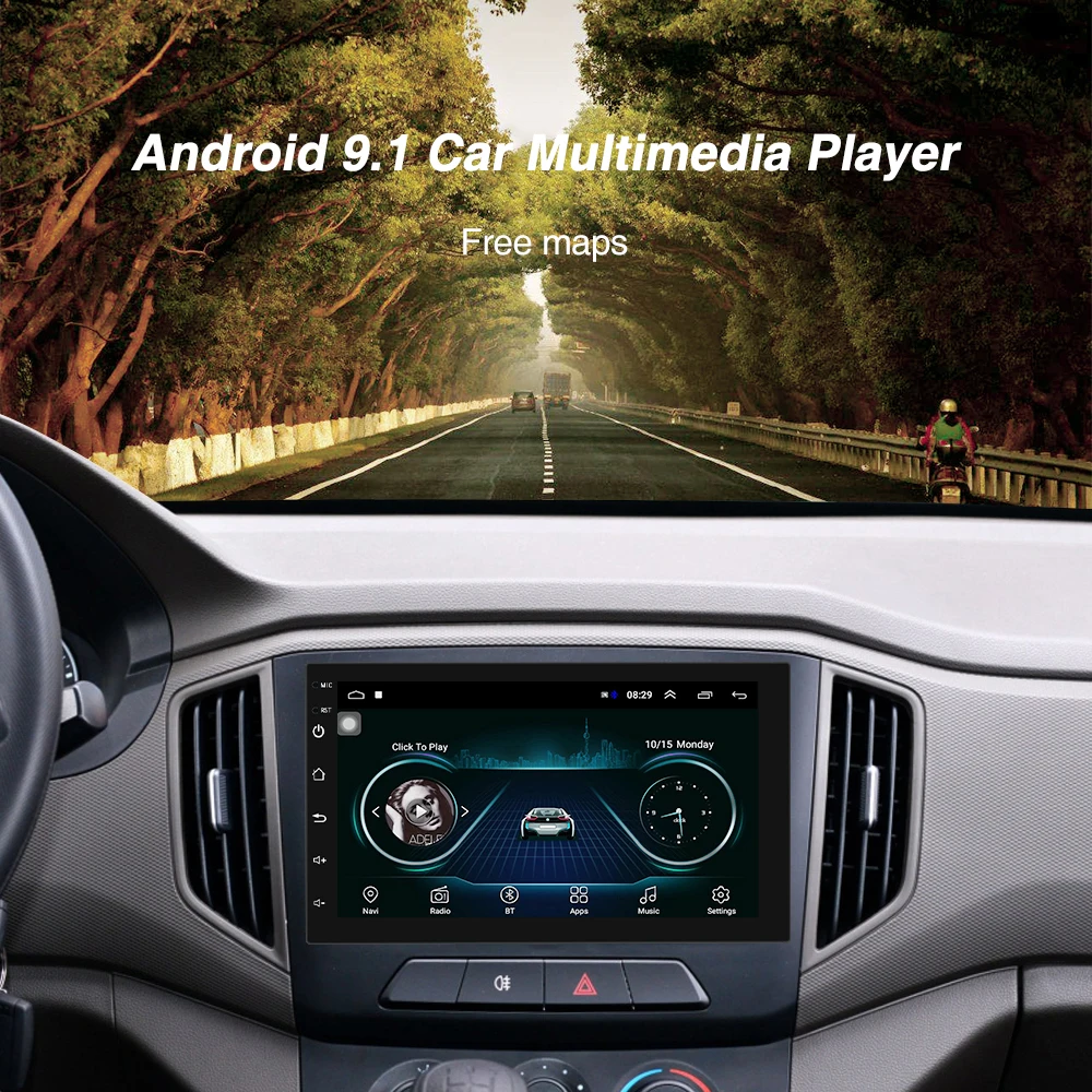 Android 9 1 2Din Прокат Авто Радио стерео Мультимедийный Плеер GPS навигации