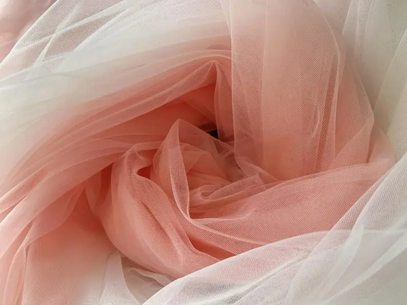 5 ярдов Тюлевая ткань персиковая розовая с Омбре|Ткань| |
