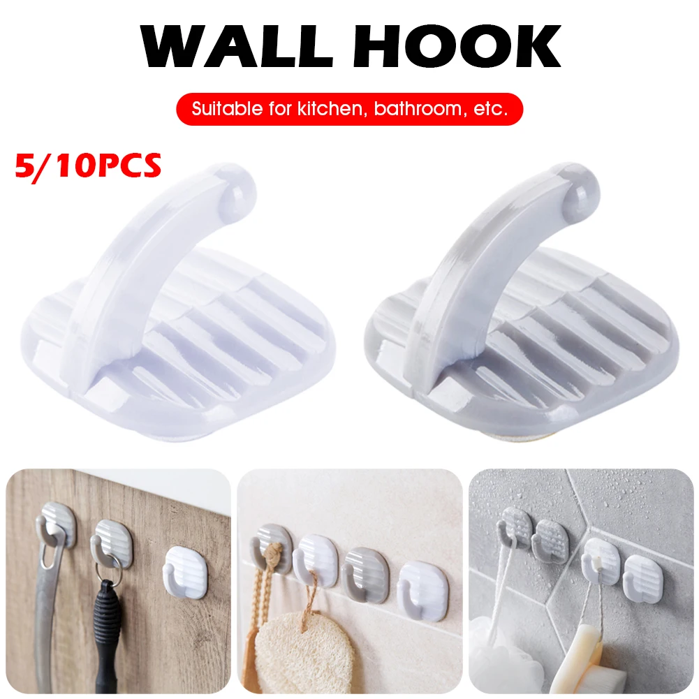 

Wall Hook Hanger Self Adhesive Coat Hook Kitchen Wall Rack Punch Free Max.Load 5kg Home Organizer for Kitchen Bathroom Bedroom