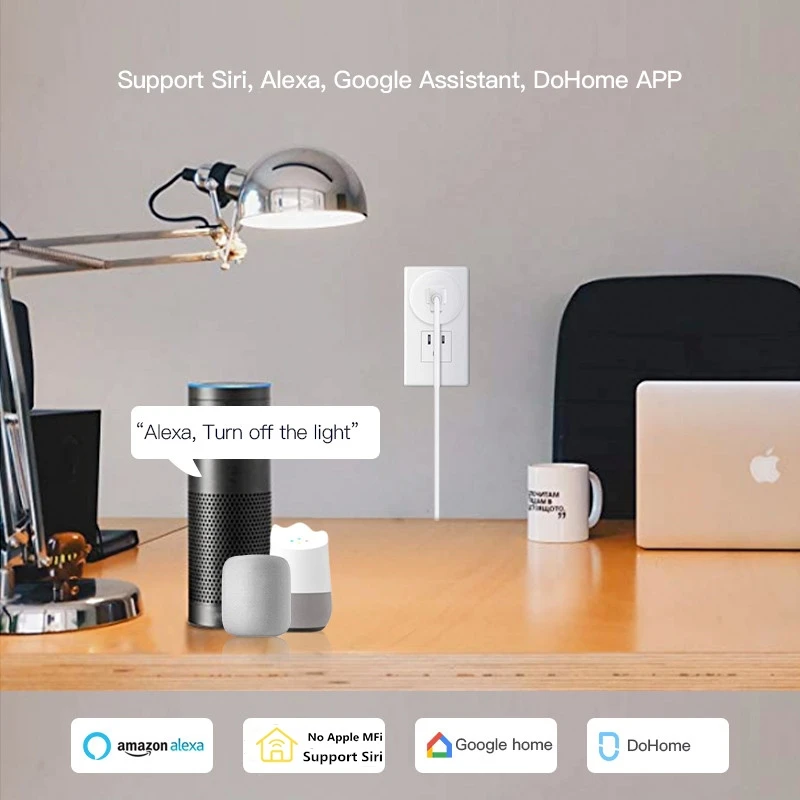 AU WiFi умная розетка работает с Siri (без Apple MFi)/DoHome Дистанционное Голосовое