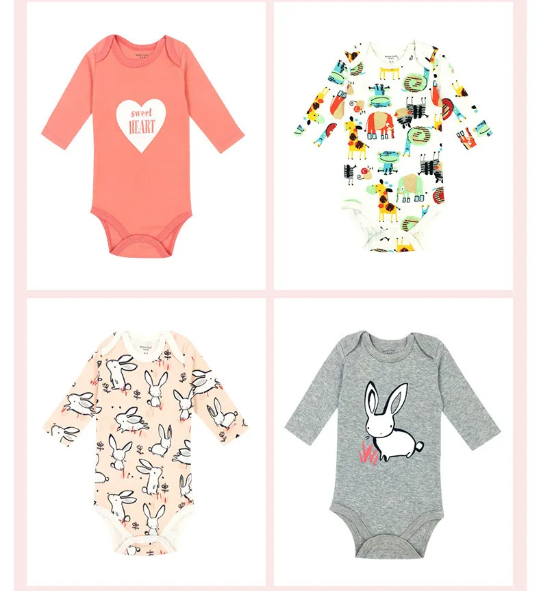 Комбинезон унисекс с длинным рукавом для новорожденных 5 шт./комплект|Боди