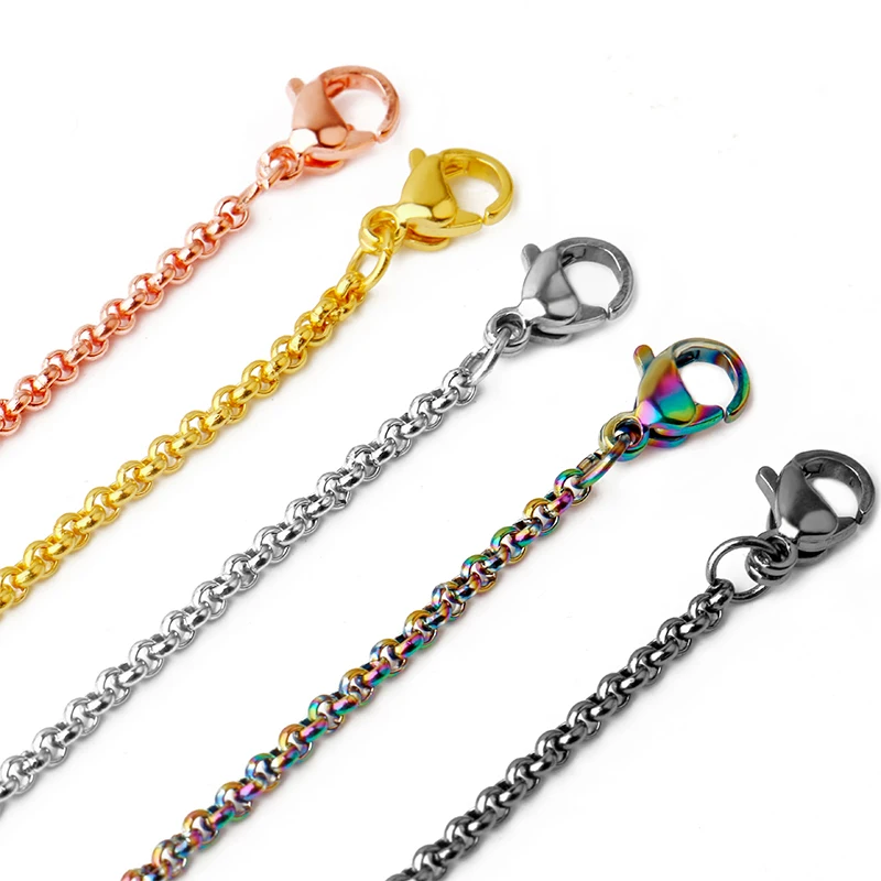 Ожерелье-цепочка из нержавеющей стали для женщин и мужчин 2 мм с