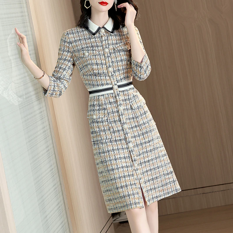 Элегантное женское Шерстяное твидовое платье вечерние облегающие сексуальные