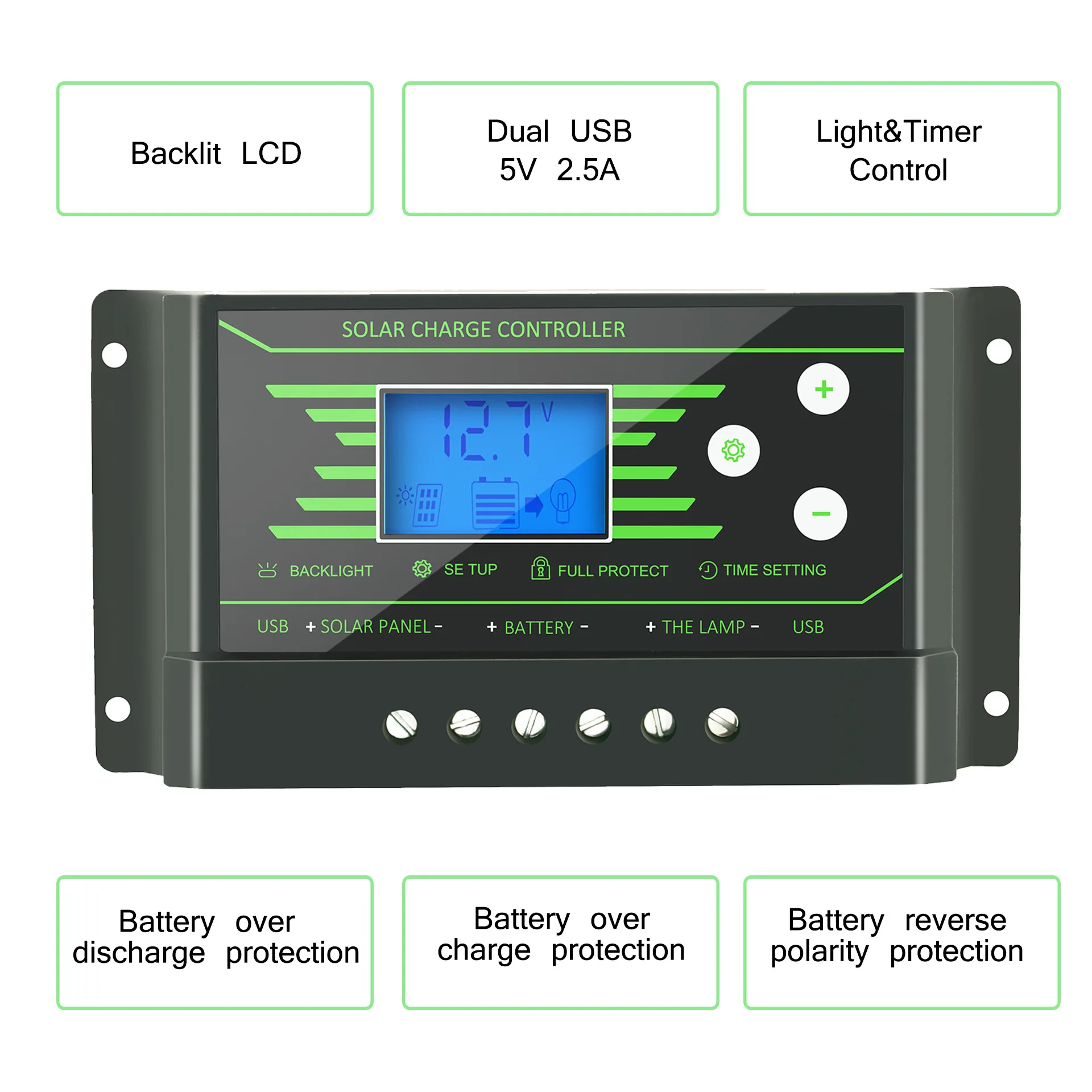 Контроллер на солнечной батарее 30 А 12/24 в светодиодный дисплей двойной USB