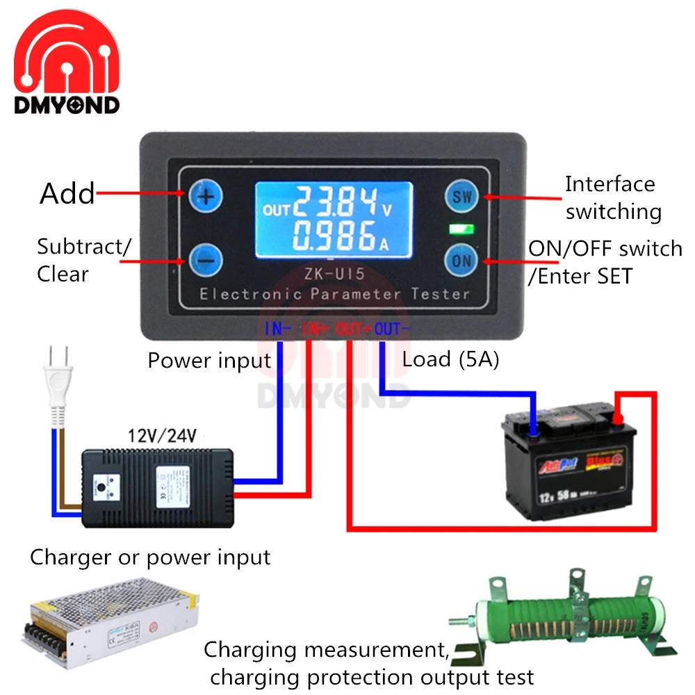 Многофункциональный Вольтметр амперметр постоянного тока 5в 38в цифровой ЖК