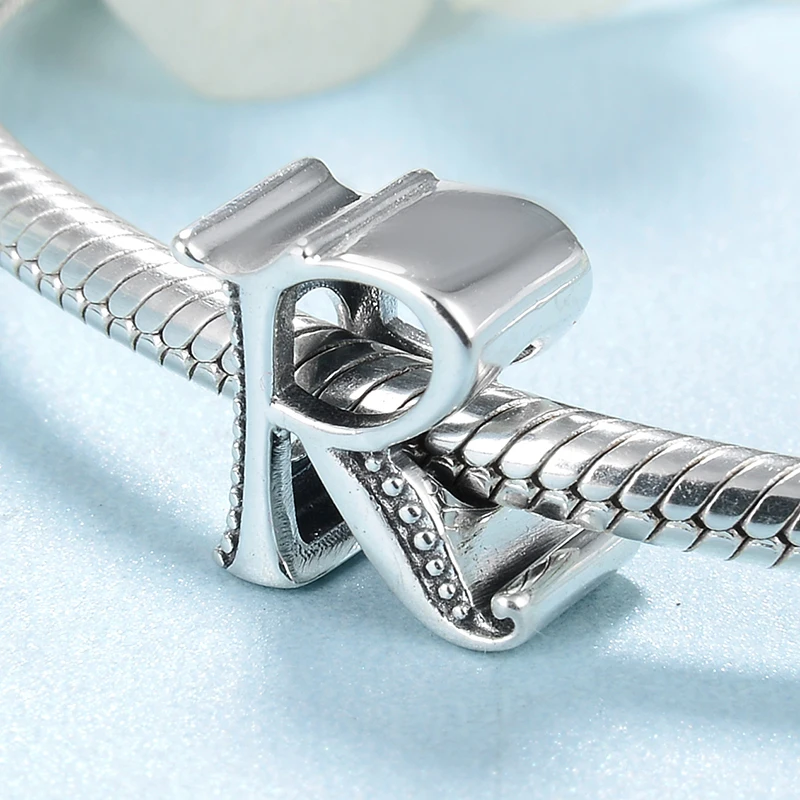 Подлинные 925 пробы серебряные бусины в форме букв алфавита R fit оригинальные