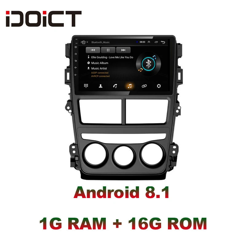 

IDOICT Android 9.1 Car DVD Player GPS Navigation Multimedia For Toyota Vios Yaris Radio 2018 car stereo bluetooth