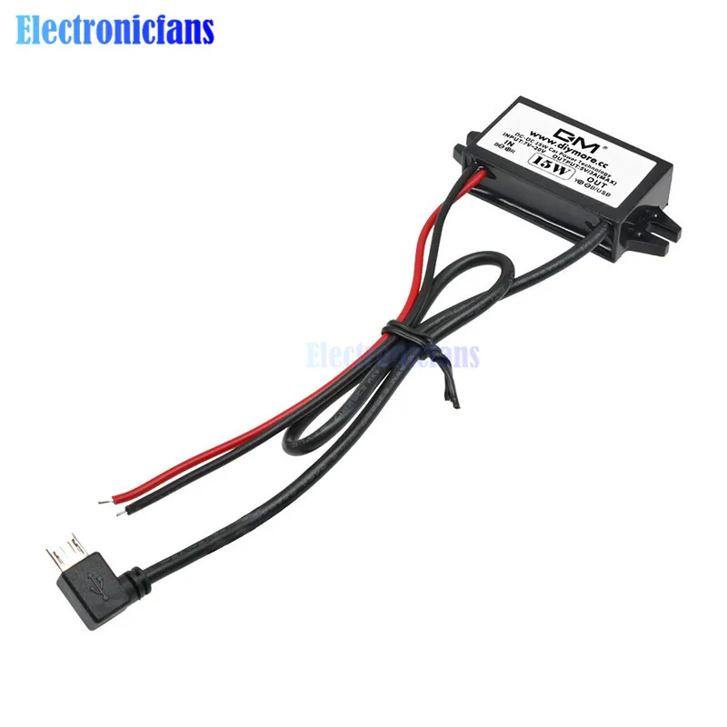Водонепроницаемый DC-DC 12V to 5V 3A Micro USB преобразователь понижающий модуль питания DC/DC