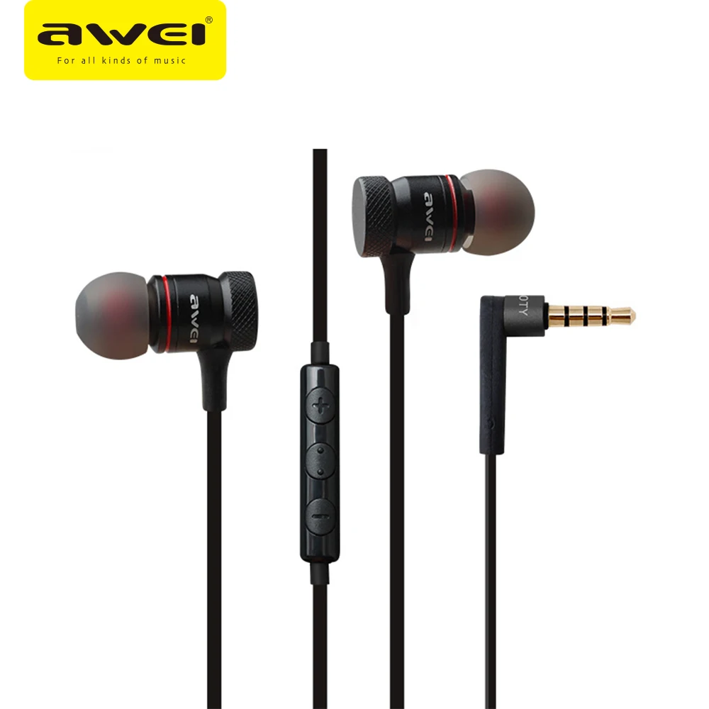 Проводные Наушники AWEI E16 с микрофоном металлические стереонаушники проводная