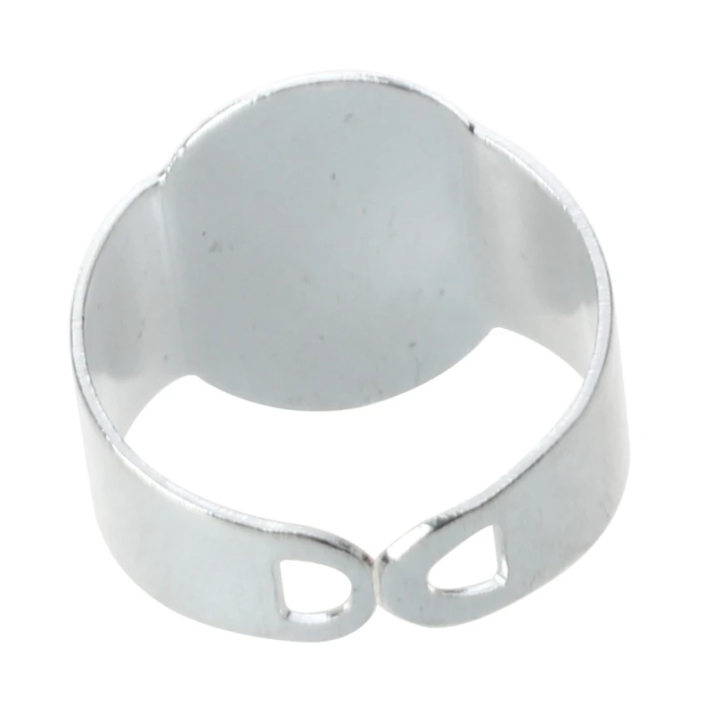 

10 PCS 15 mm Silver Crafting Oval Adjustable Ring Holder