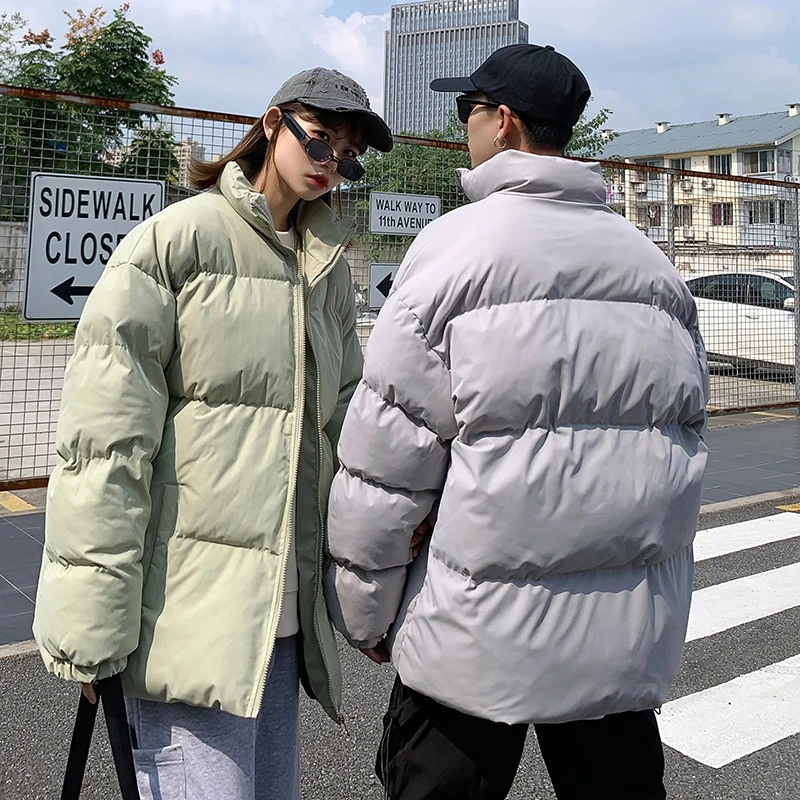 Winter Jacket Men Warm Fashion Casual Couple Stand-up Collar Coat Men Streetwear Loose Korean Short Coat Mens Parka M-5XL