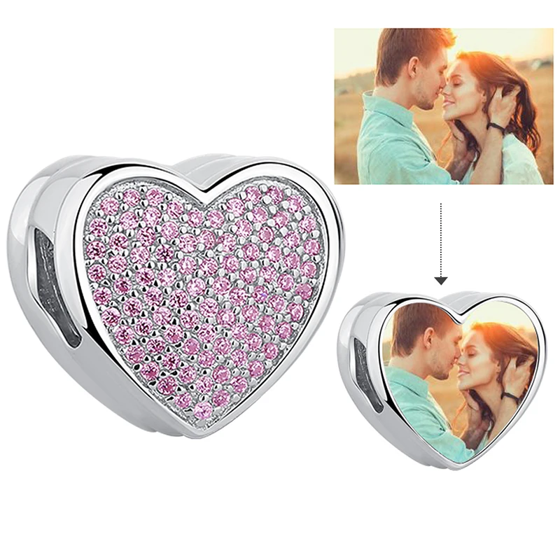 Женские сверкающие розовые бусины из серебра 925 пробы с фианитами|Индивидуальные