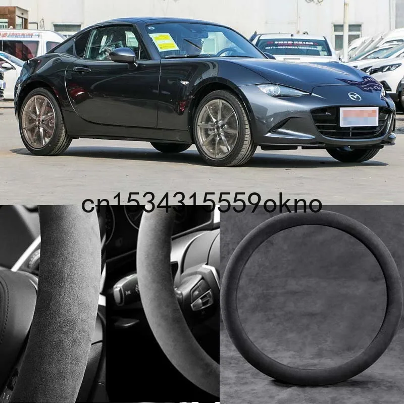 

For Mazda MX-5 Black Alcantara Suede Car Steering Wheel Cover Car Accessories