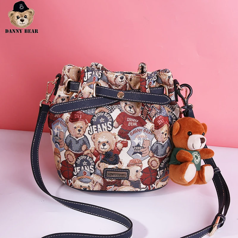 

Danny Bear Bear Series Female Hangbag Fabric Vintage Material Women Crossbody Shoulder Bag DMB9115053-208B