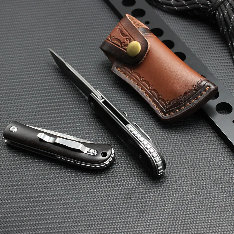Складной нож Tunafire GT962 ручка из черного дерева дамасское лезвие карманные