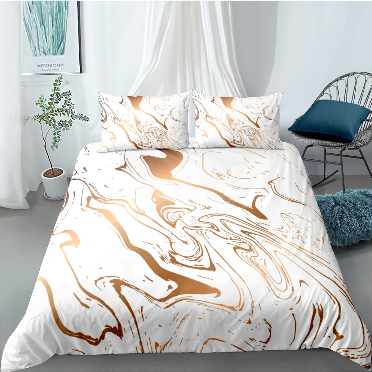 

3D Marbling Bed Linens Duvet Cover Sets Quilt Covers Comforter Case Set King Queen Full Double Size Design Bedding Set