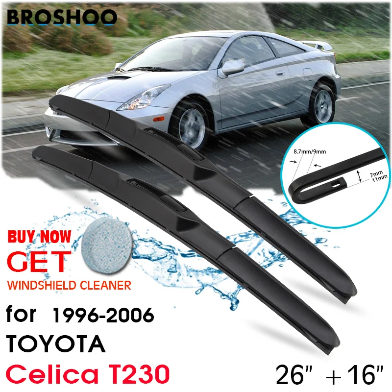 

Car Wiper Blade Front Window Windscreen Windshield Wipers J hook Blades Accessories For TOYOTA Celica T230 26"+16" 1996-2006