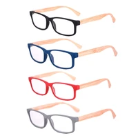 classic imitation wood design reading glasses rectangular for men women fashion plastic presbyopic eyeglasses with soft pouch