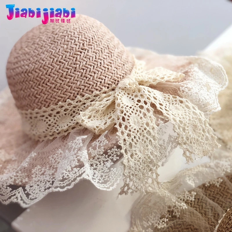 Летняя соломенная шляпа для маленьких девочек дышащая кружевная принцессы