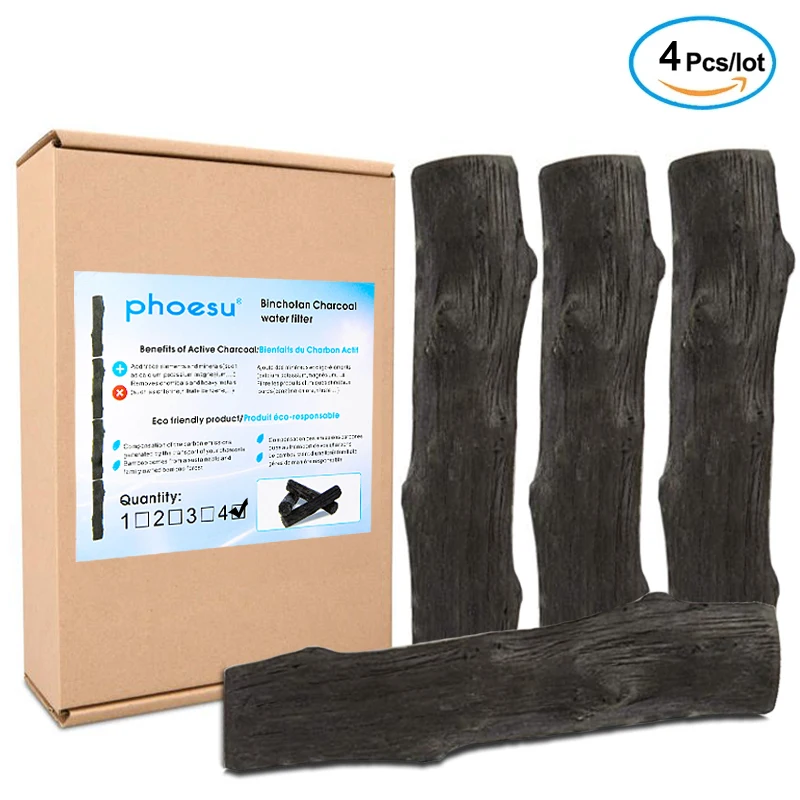 

Charcoal Water Filter Sticks Binchotan Charcoal Filter Hydration Japanese Traditional Tradition, 4 Pieces