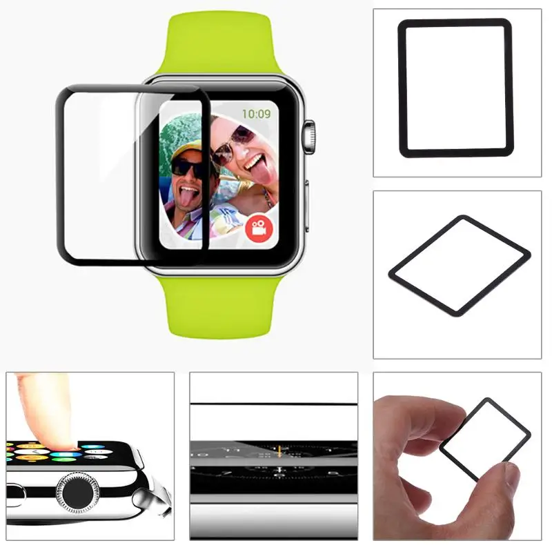 38 мм/42 мм Smartwatch Защитная пленка для сенсорного экрана жесткое закаленное стекло защитное стекло для экрана с черной рамкой для Apple Watch