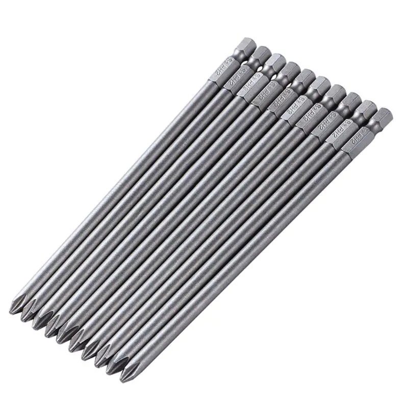 

10PCS 1/4'' 150MM Length S2 Steel Magnetic Screwdriver Bits Cross Head PH2 Electric Screwdriver Bit Set G32C