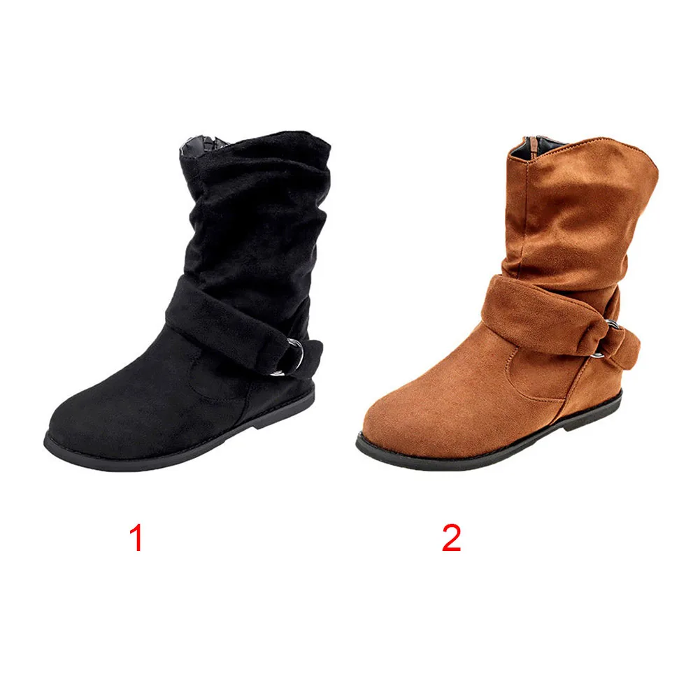 Женские ботинки на плоской подошве Осенняя обувь с пряжкой молнии из