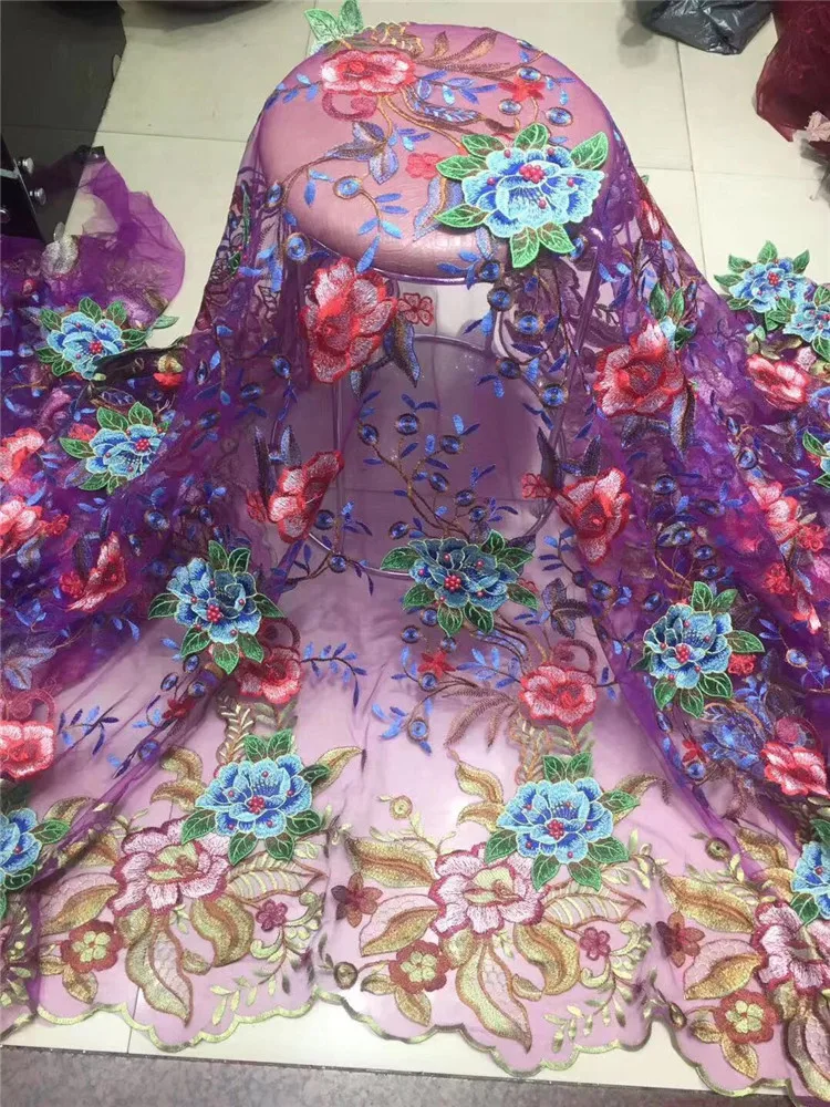 2020 африканская кружевная ткань синяя вышивка нигерийские бусины ткань.