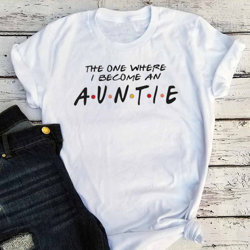 

Auntie Shirt Pregnancy Graphic Tee 2021 New Auntie Tshirt Aesthetic Pregnancy Announcement Best Aunt Ever Shirt Girls Casual XL