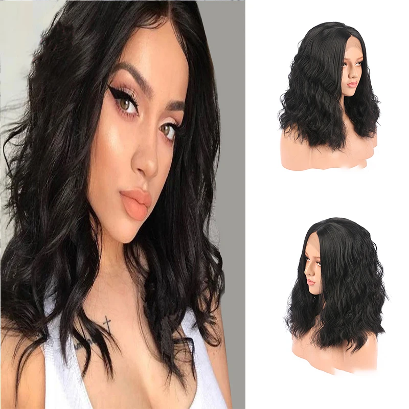 

Soft Glueless 180 % Density Short Cut Bob Body Wave Synthetic Front Lace Wig For Black Women Babyhair Preplucked Cosplay Daily