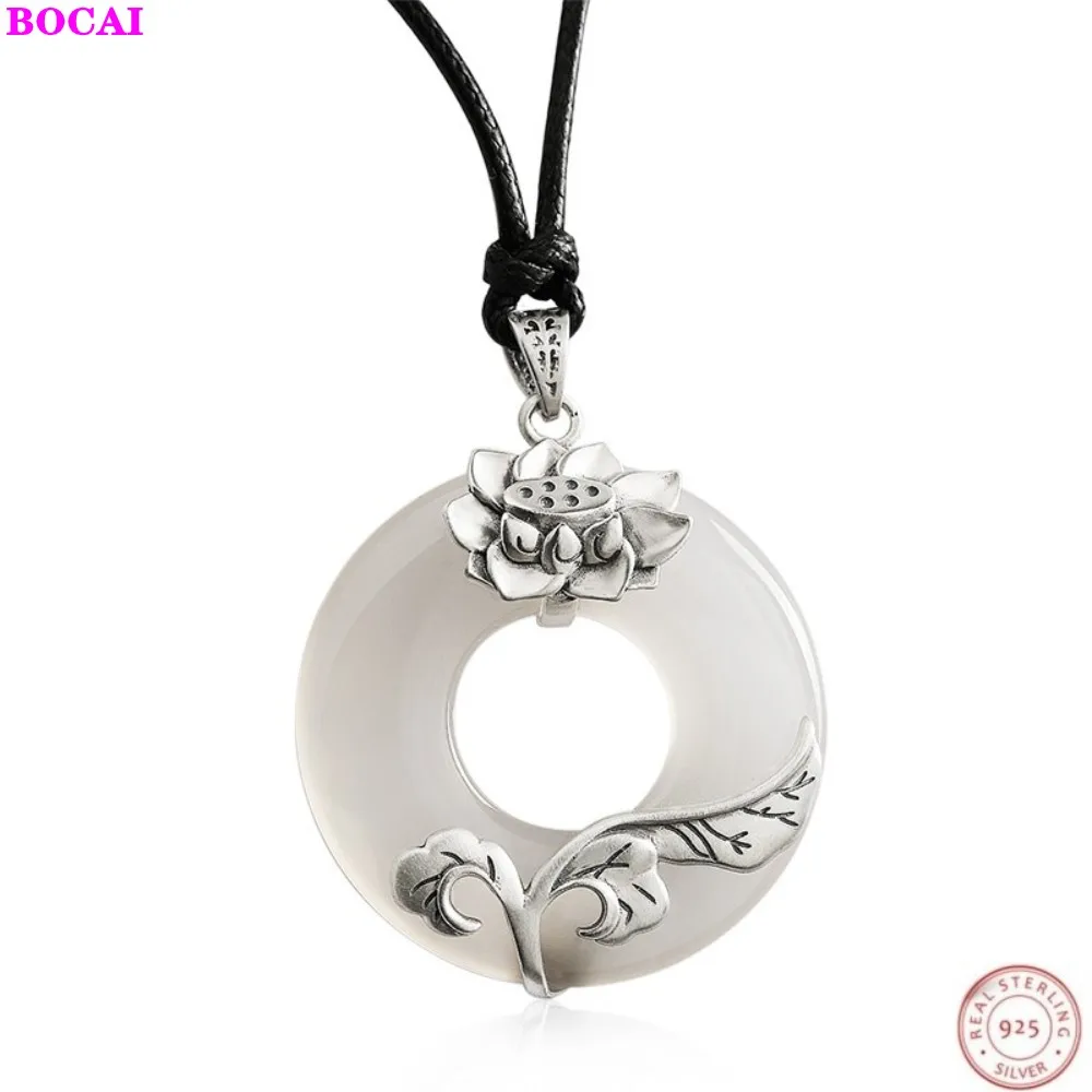 Кулон BOCAIBOCAI из стерлингового серебра S925 пробы для женщин кулон в виде халцедона с