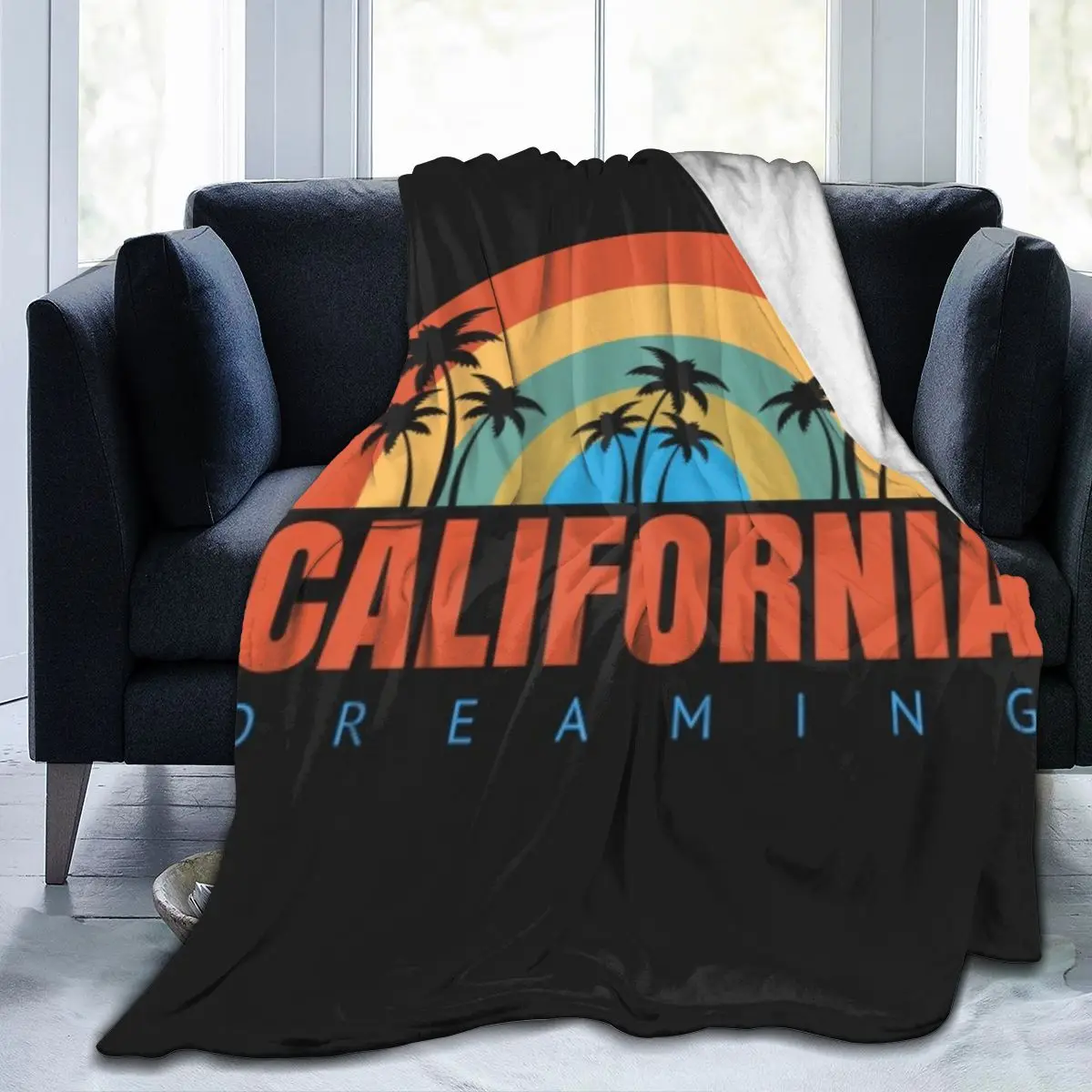 

Летние пальмы в стиле ретро, яркие цвета Калифорнии, супермягкое Флисовое одеяло в стиле 80-х, Прямая поставка