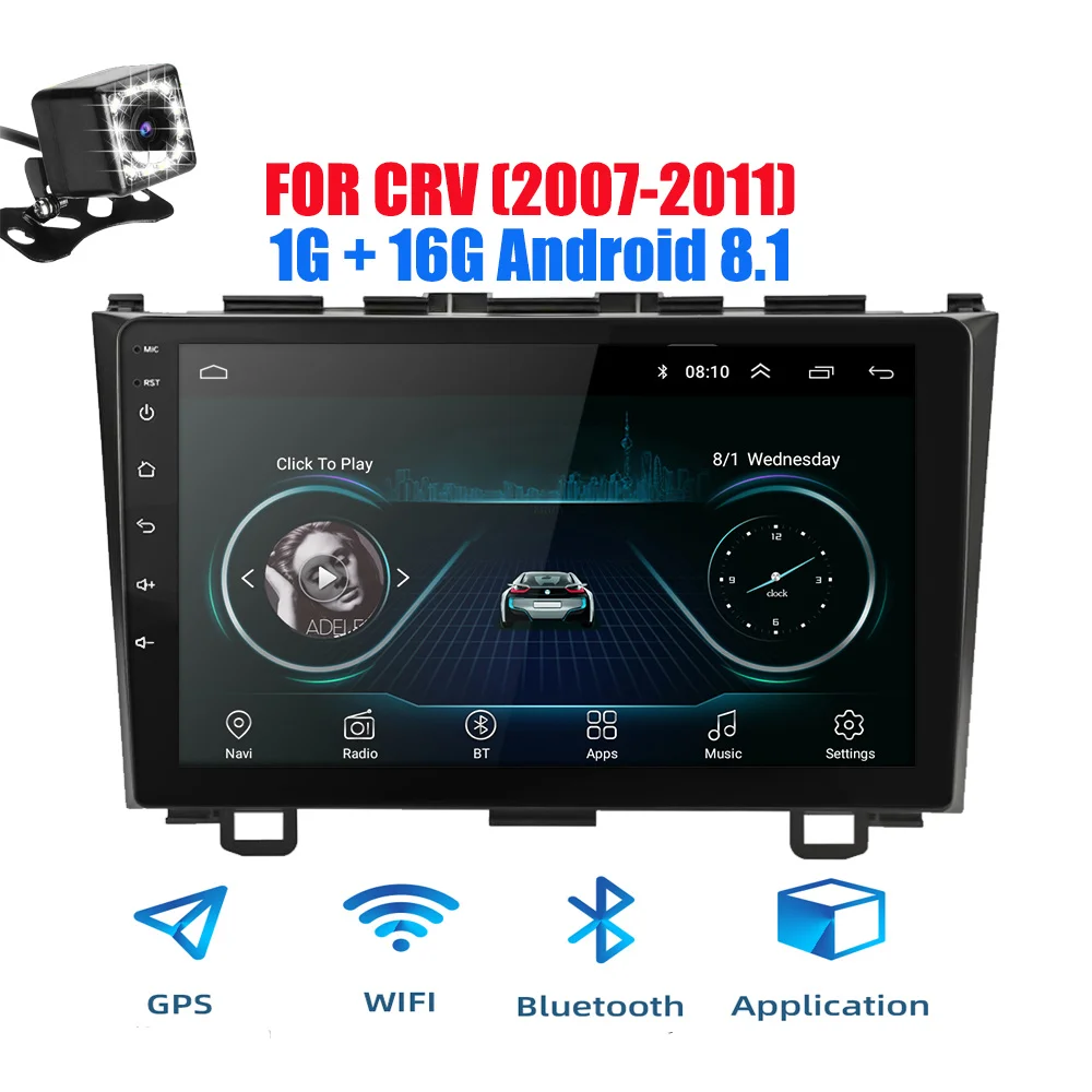 Android 8(1G) CAM 2din Android 9,0 Ouad Core PX6 Автомагнитола стерео для Honda CRV 2006-2011 gps Navi Аудио Видео плеер Wifi BT HDMI DAB - Цвет: Android 8(1G) CAM