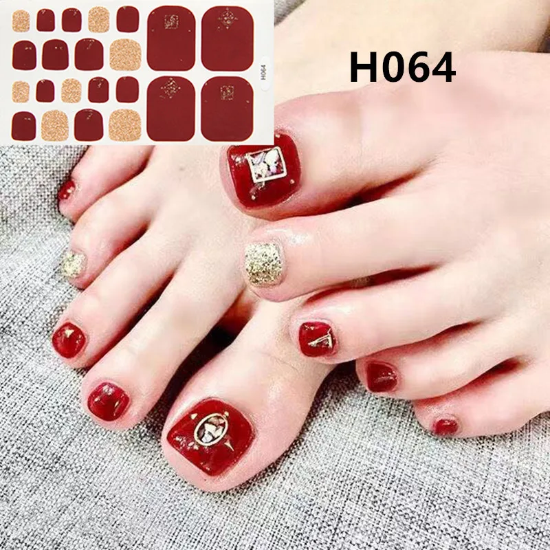 H064 22 типса/Лист наклейки для ногтей DIY наклейки-лак Блестящий плед Типсы Маникюр ногтей Обертывания дизайн полный носок Декор - Цвет: H064