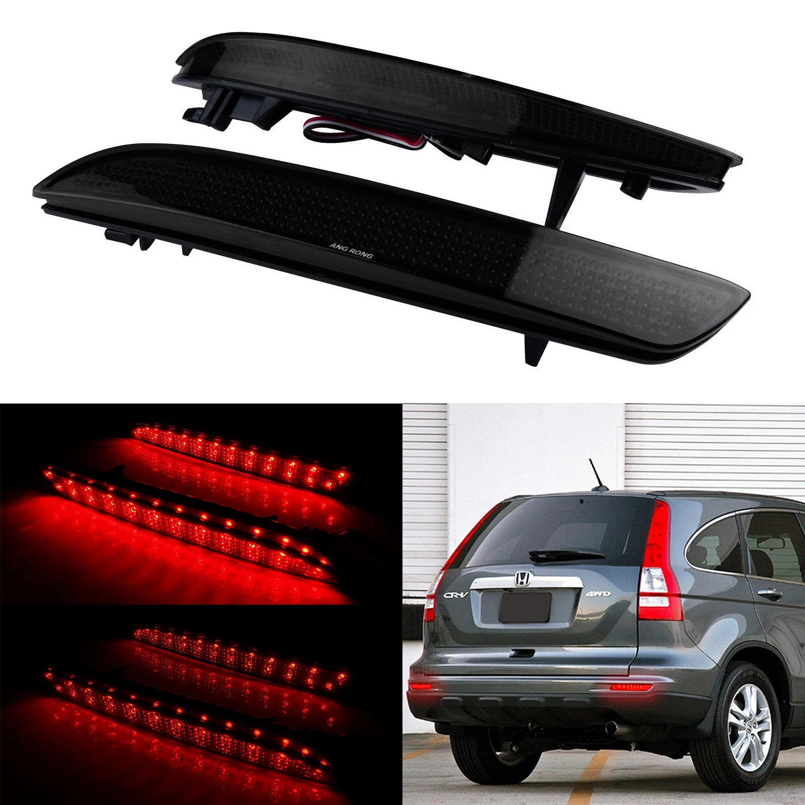 

2x For Honda Insight CR-Z CR-V Acura Red LED Bumper Reflector Tail Brake Stop Lights