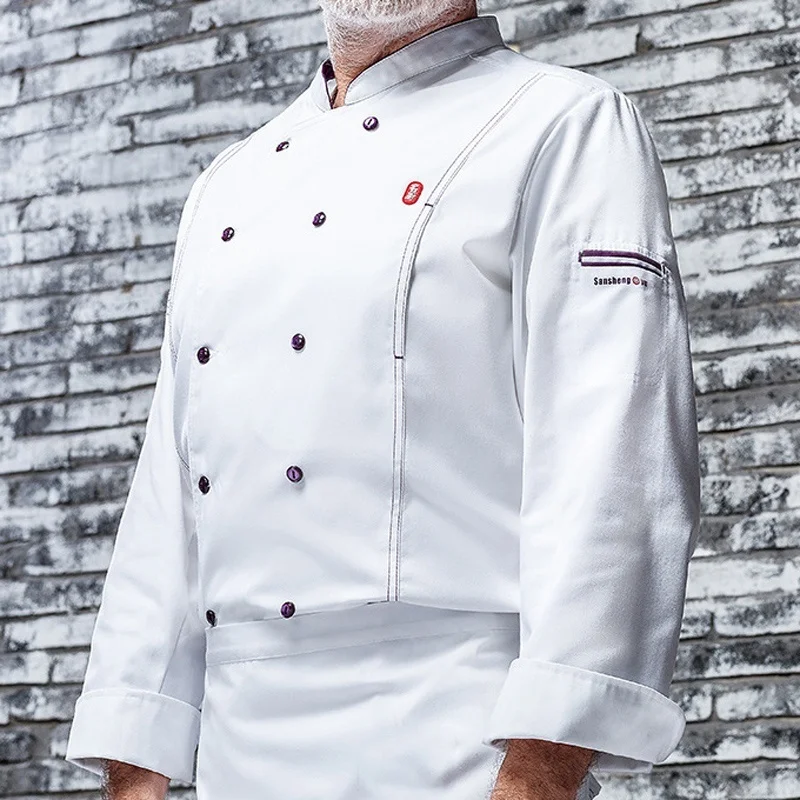 

2021 New Chef Jacket Men Women Long Sleeve Cook Coat Unisex Kitchen Clothes Pastry Restaurant Waiter Uniform