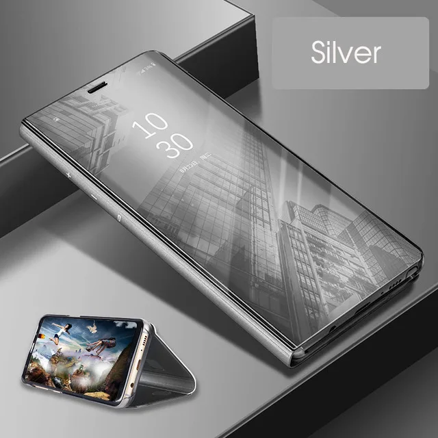 Серебристый Умный чехол-книжка UPaitou mi rror S View для Xiaomi mi CC9 CC9e 9 SE 9T Pro A2 Lite Red mi K20 7A Note 8 7 6 Pro S2 чехол - Цвет: Серебристый