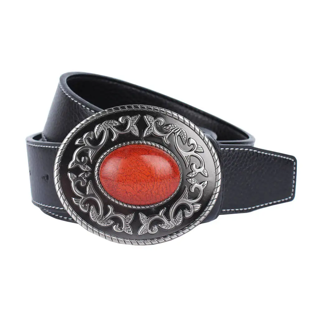 

Women Men Waistband Waist Strap Belt Girdle With Tang Grass Big Buckle