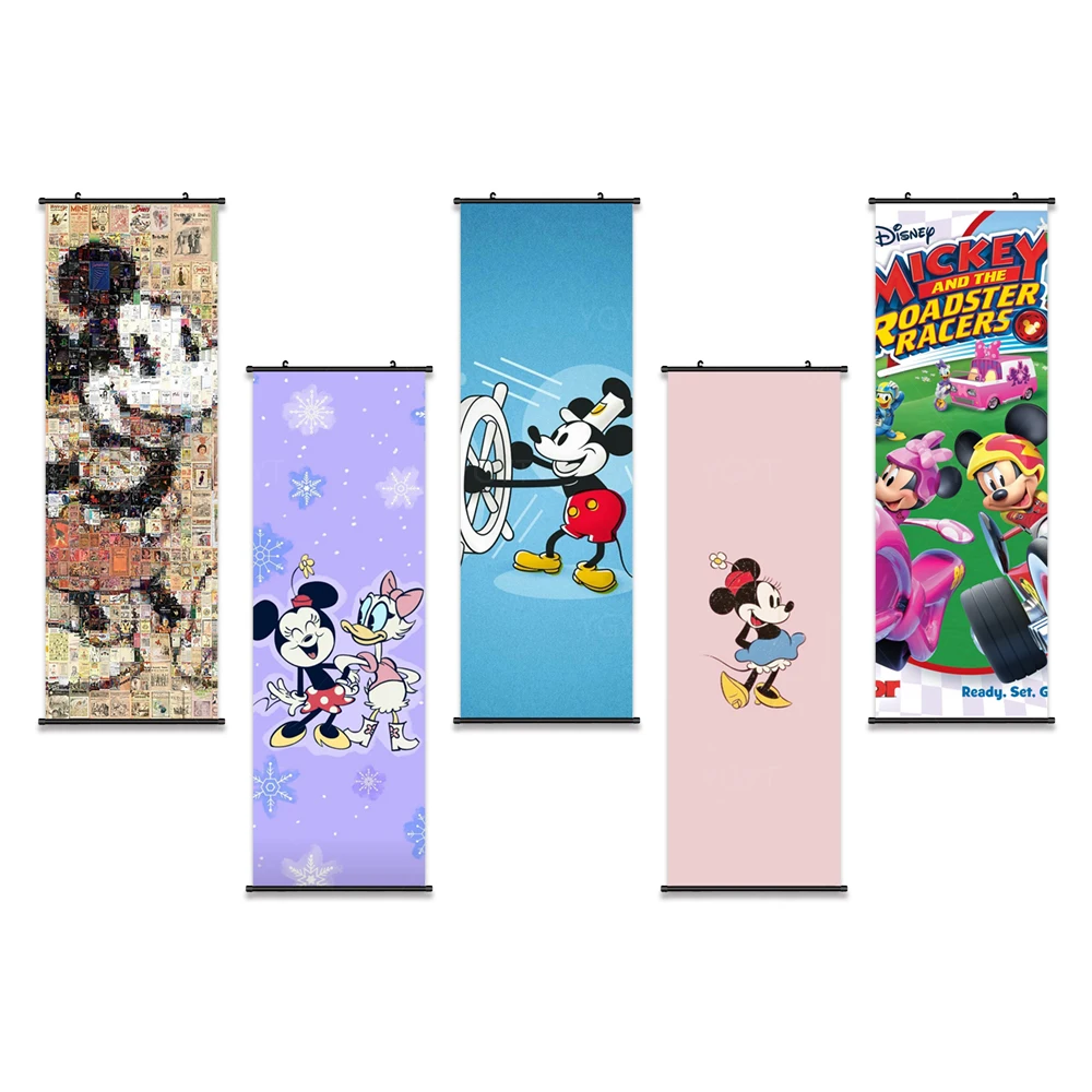 

Canvas Prints Disney Painting Wall Art Mickey Mouse Picture Movie Poster Cartoon Home Decor Plastic Hanging Scrolls Living Room