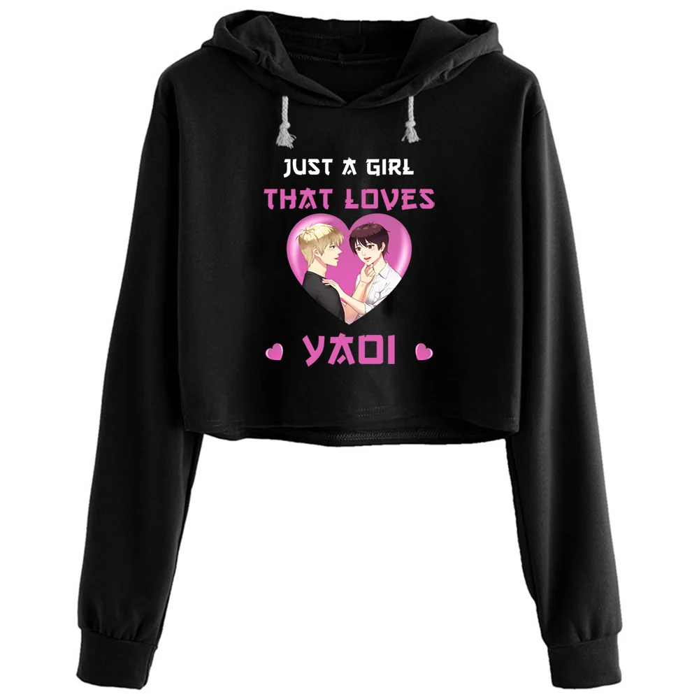 

Just A Girl Hat Loves Yaoi Seme And Uke Fujoshi Crop Hoodies Women Aesthetic Kpop Korean Y2k Pullover For Girls