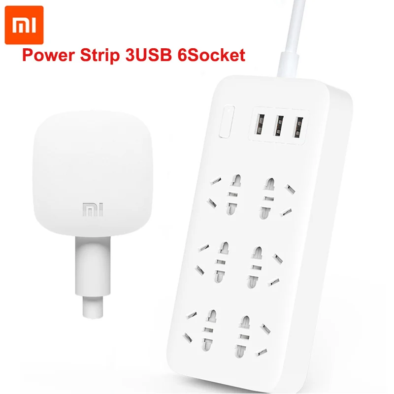 

Умный удлинитель Xiaomi Mijia, оригинальный разветвитель с 3 USB-портами для быстрой зарядки, 6 стандартных розеток